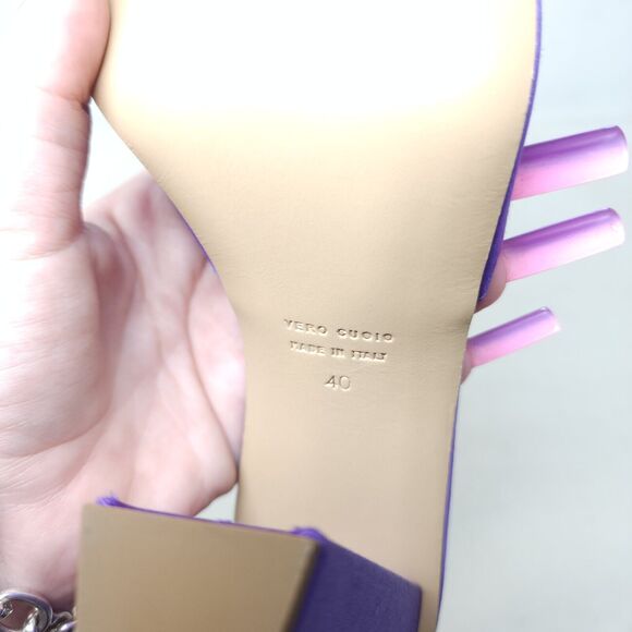 Gia Borghini RHW Womens Sandals Rosie 14 Purple Satin Block Heel EU 40 US 10 - Picture 9 of 9